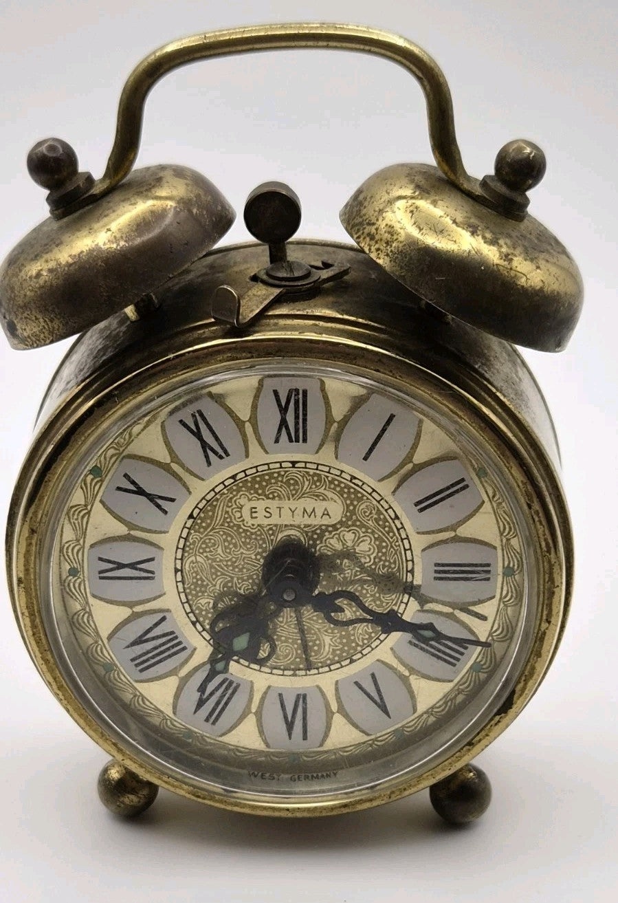 Vintage ESTYMA West German Mini Wind Up Alarm Clock0