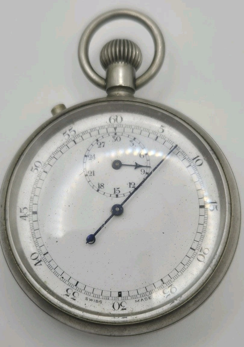 Stauffer & Co. split seconds military pocket stopwatch, signed SS&Co, Serial...0