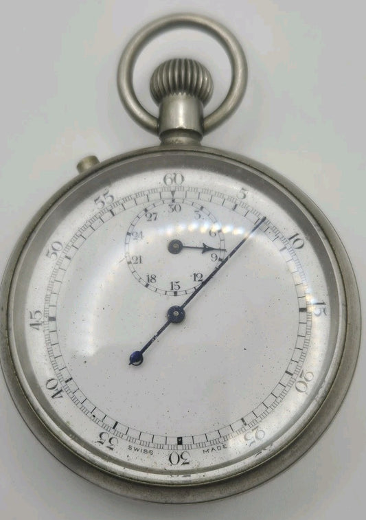 Stauffer & Co. split seconds military pocket stopwatch, signed SS&Co, Serial...0