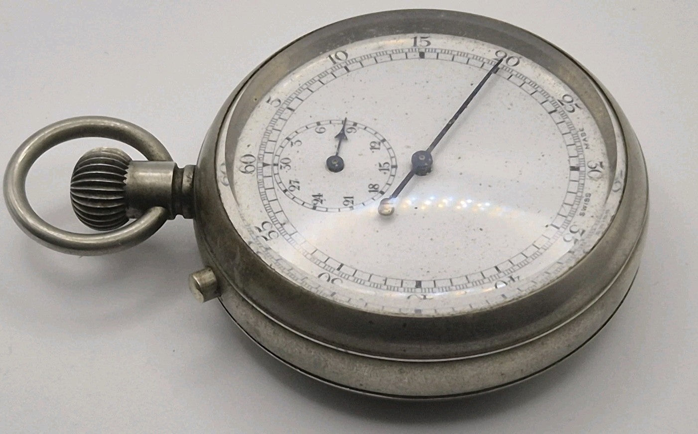 Stauffer & Co. split seconds military pocket stopwatch, signed SS&Co, Serial...1