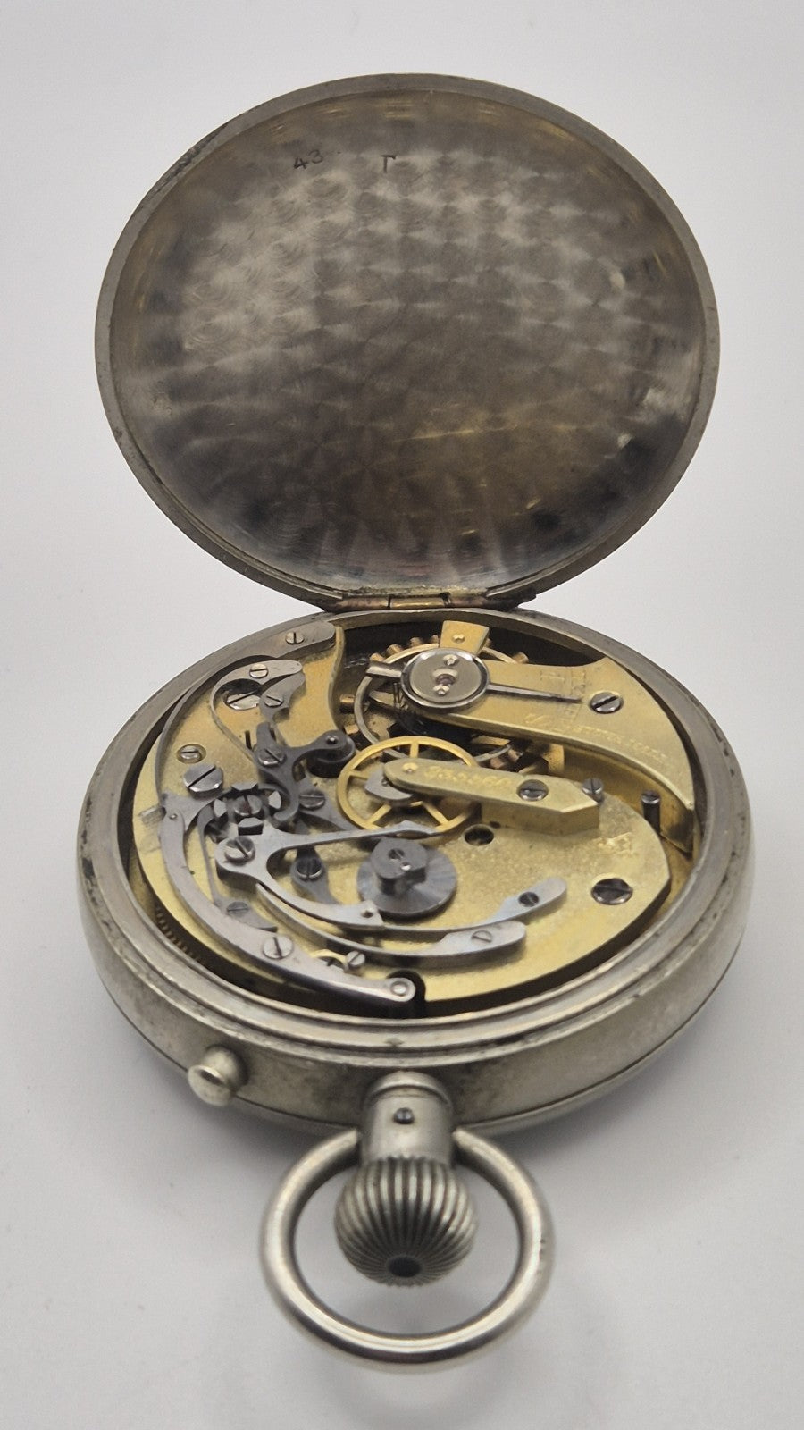 Stauffer & Co. split seconds military pocket stopwatch, signed SS&Co, Serial...15