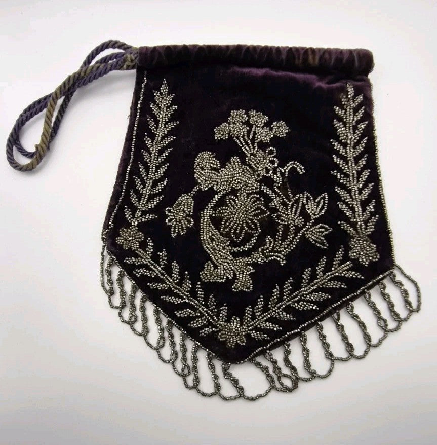 antique Victorian drawstring reticule0