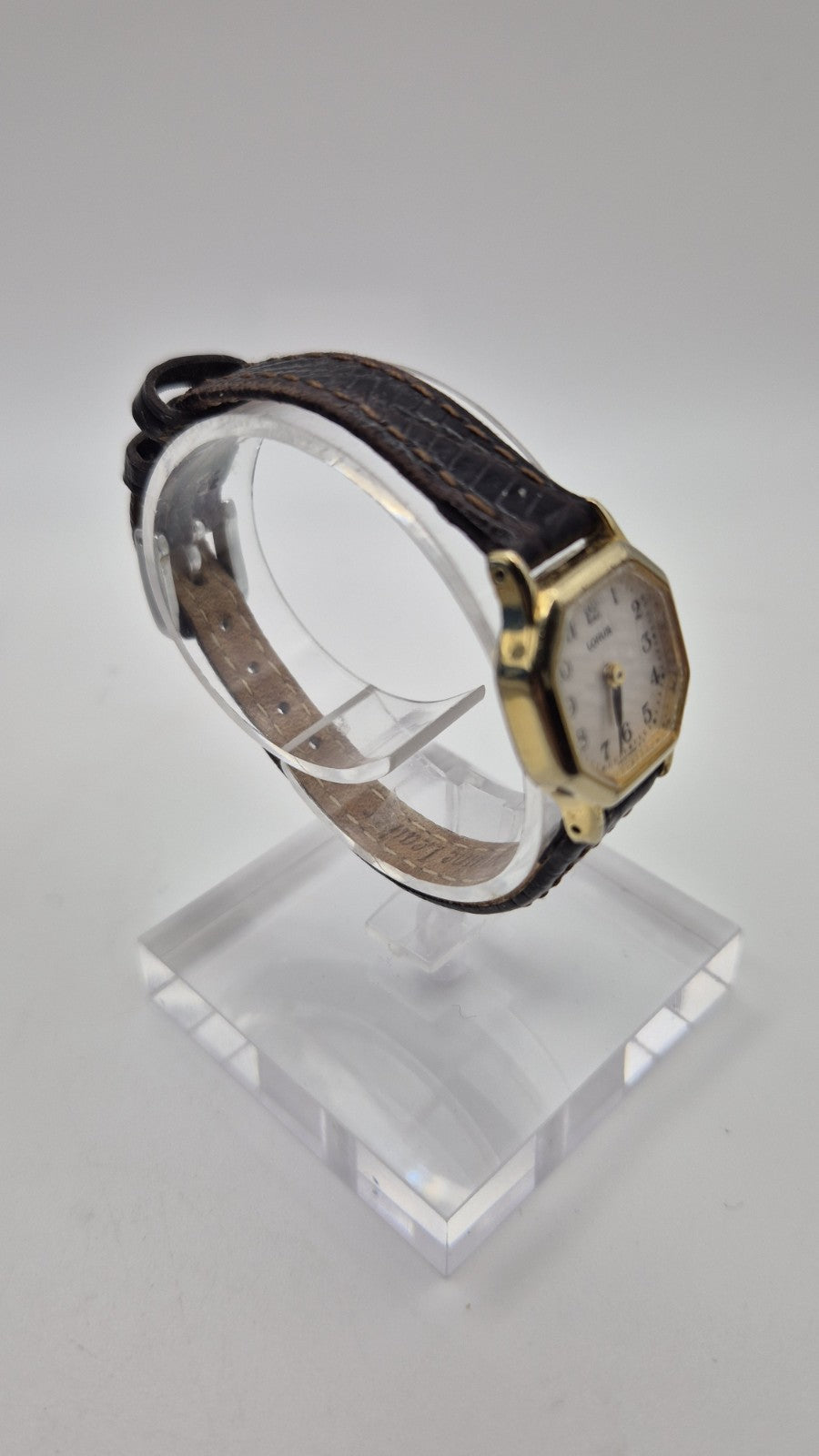 Ladies Lorus Octagonal Watch With Dark Brown Strap6