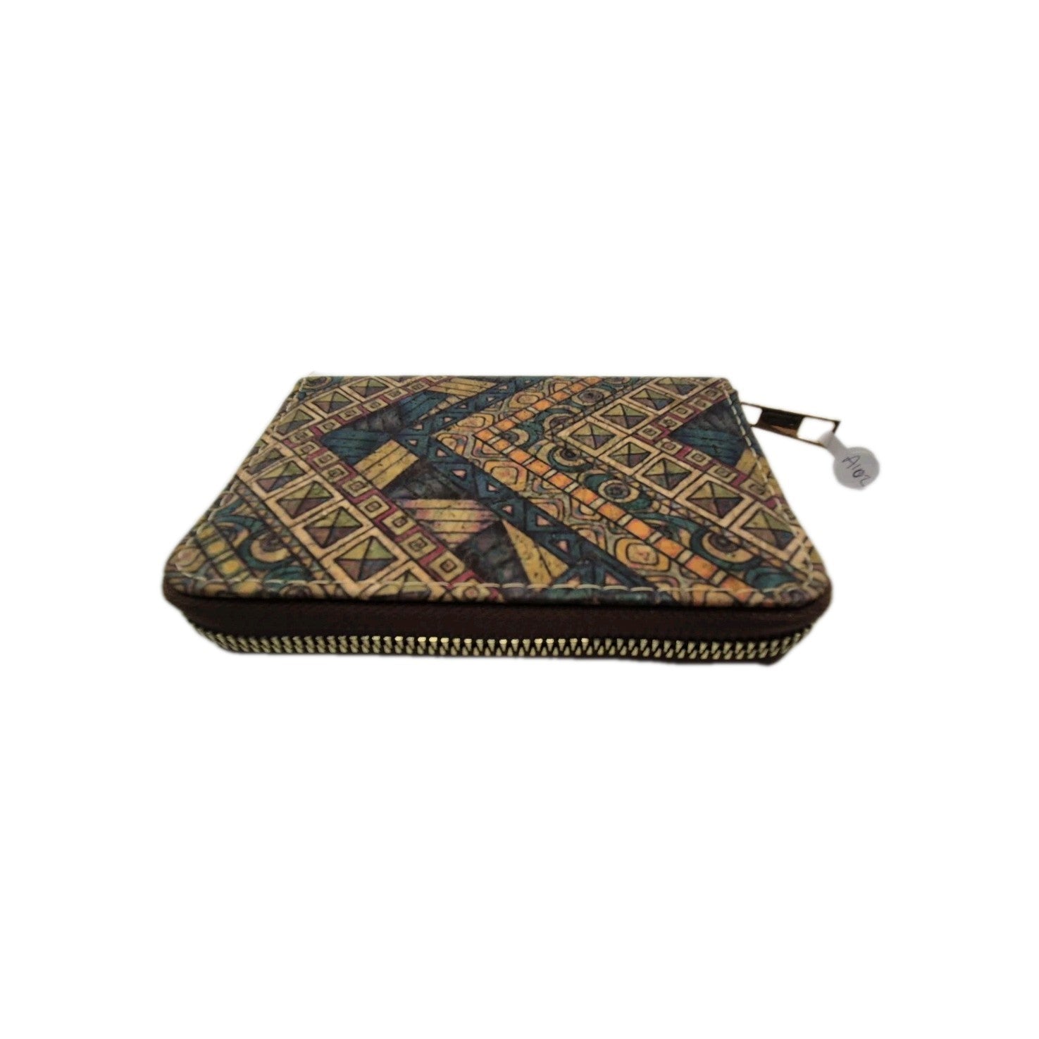 Cork wallet/purse with a colorful geometric pattern2