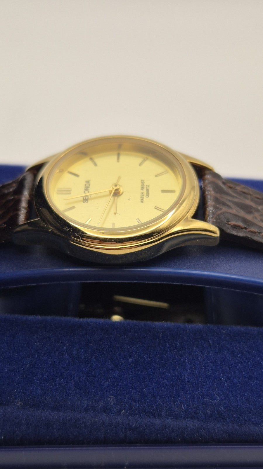 Sekonda Classic Quartz Watch with a gold-plated case and a brown, croc-effect...2