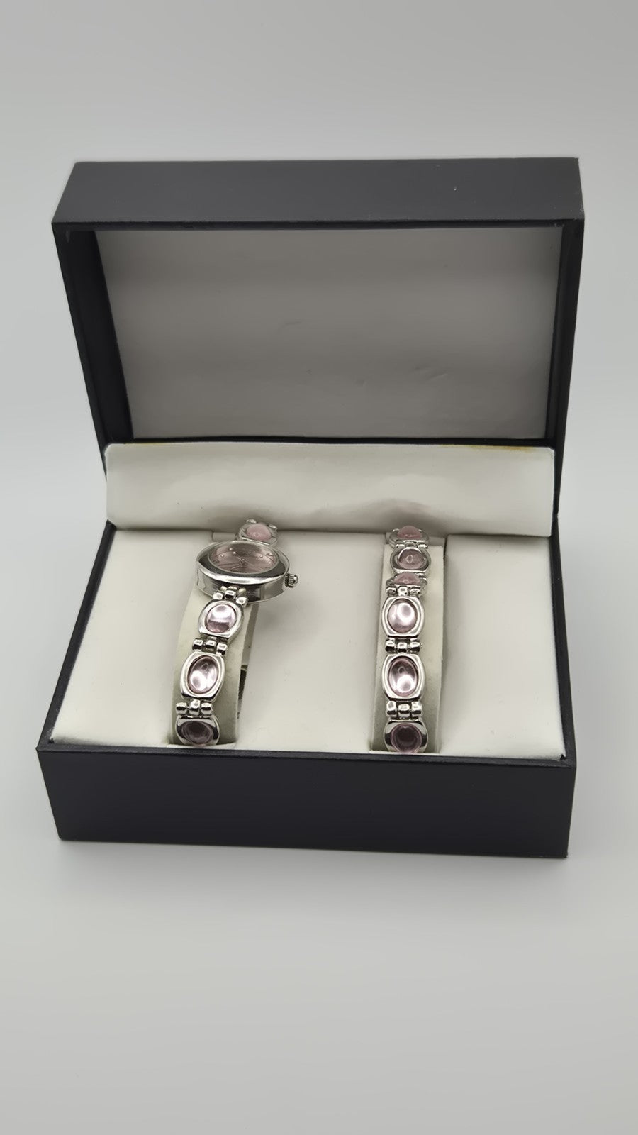 Ladies QUARTZ WRISTWATCH WITH PINK STONE STRAP AND MATCHING BRACELET IN A...1