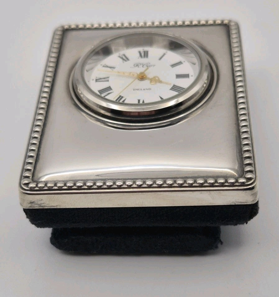R. Carr hallmarked sterling silver desk clock featuring a classic beaded...9