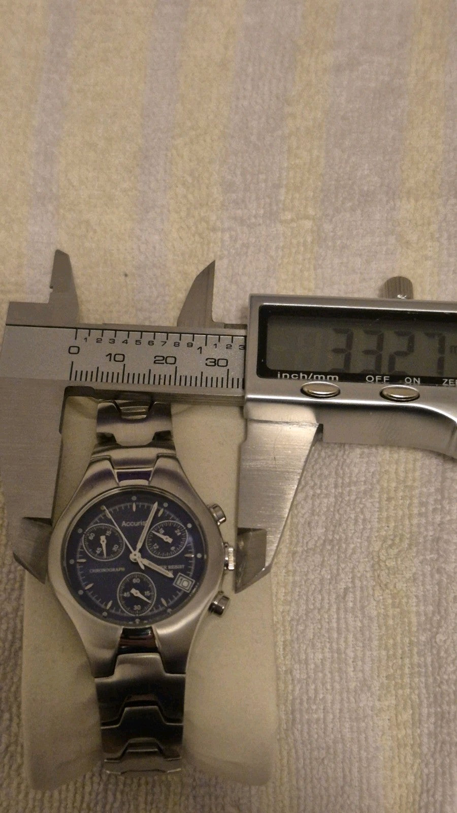 Vtg Accurist Chronograph Date Blue Face Steel Bracelet  Quartz Watch10
