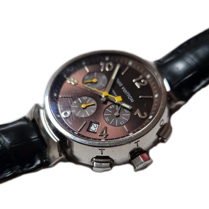 LOUIS VUITTON TAMBOUR CHRONOGRAPH STRAP WATCH. 41MM CASE, COPPER DIAL REFERENCE4