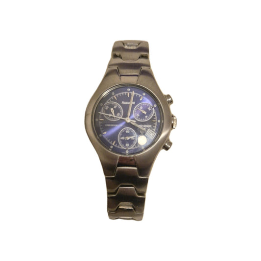 Vtg Accurist Chronograph Date Blue Face Steel Bracelet  Quartz Watch0
