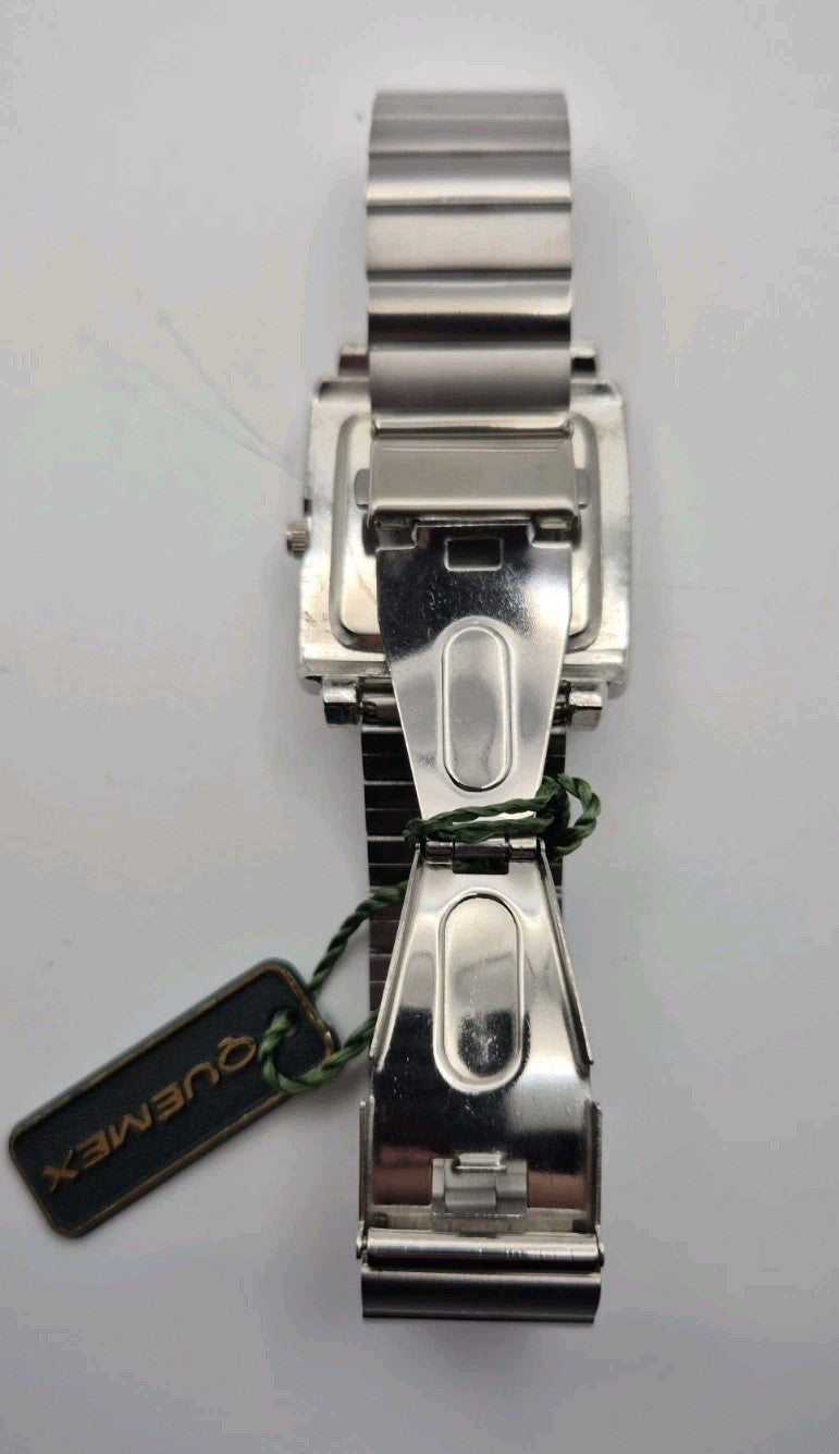 BNWT Quemex quartz Mens watch featuring a silver tone rectangular case and...7