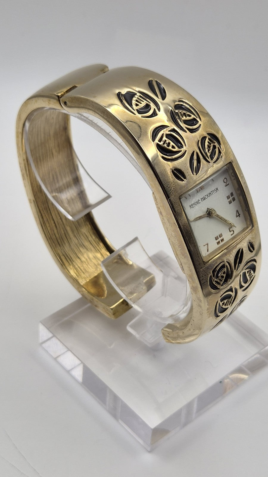Vintage Ladies  Charles Rennie Mackintosh Gold Tone Enamel Bangle Watch6