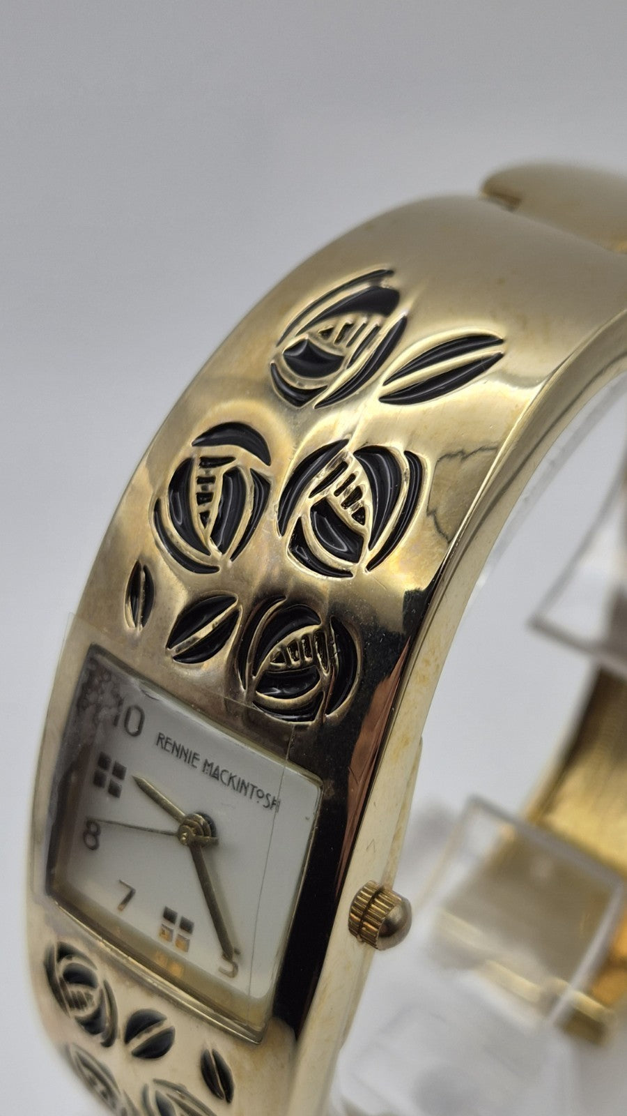 Vintage Ladies  Charles Rennie Mackintosh Gold Tone Enamel Bangle Watch10
