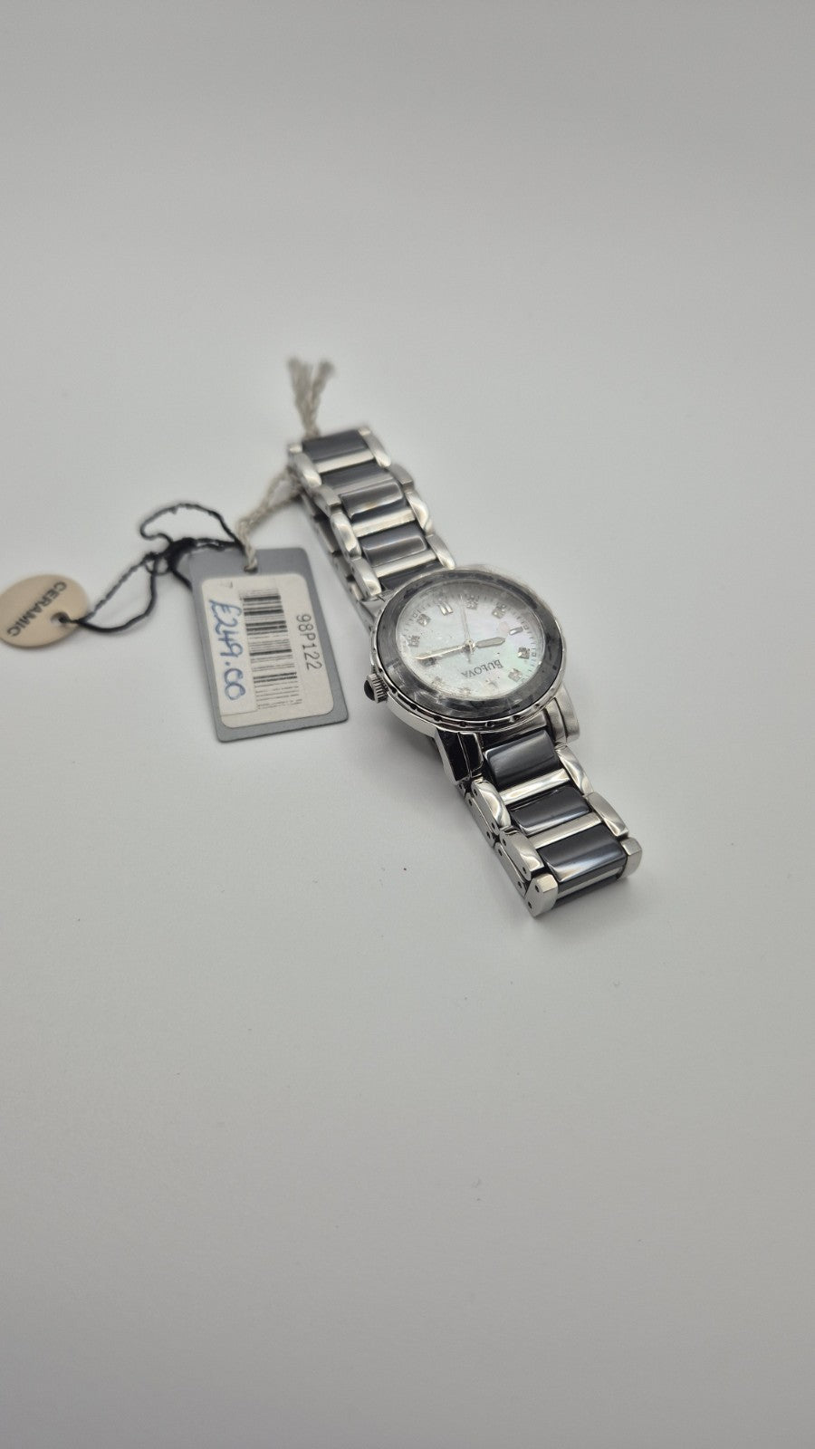 Bulova Diamond 98P122 women's watch featuring a white motherofpearl dial,...4