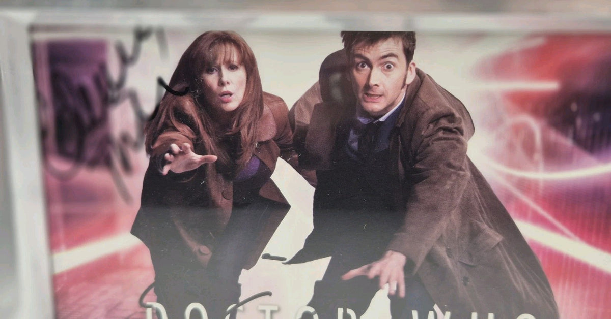 Framed promotional photograph of the Tenth Doctor (played by David Tennant) and2