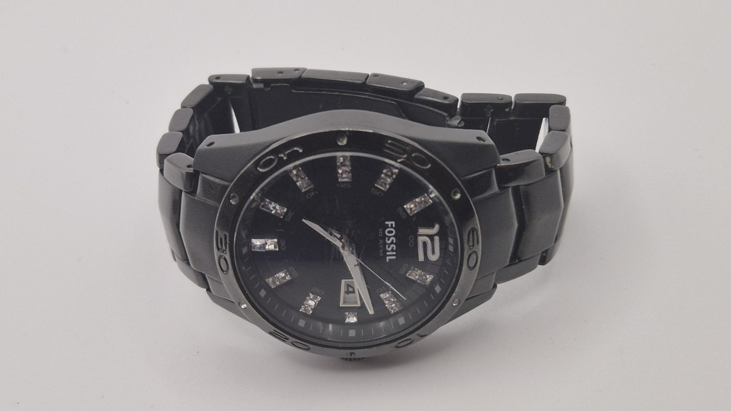Fossil Men AM4174 Fashion Date Black Stainless Steel Quartz Watch6