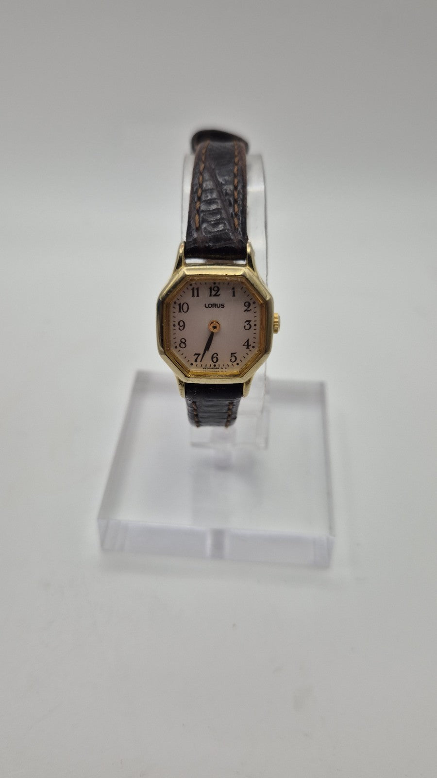 Ladies Lorus Octagonal Watch With Dark Brown Strap5