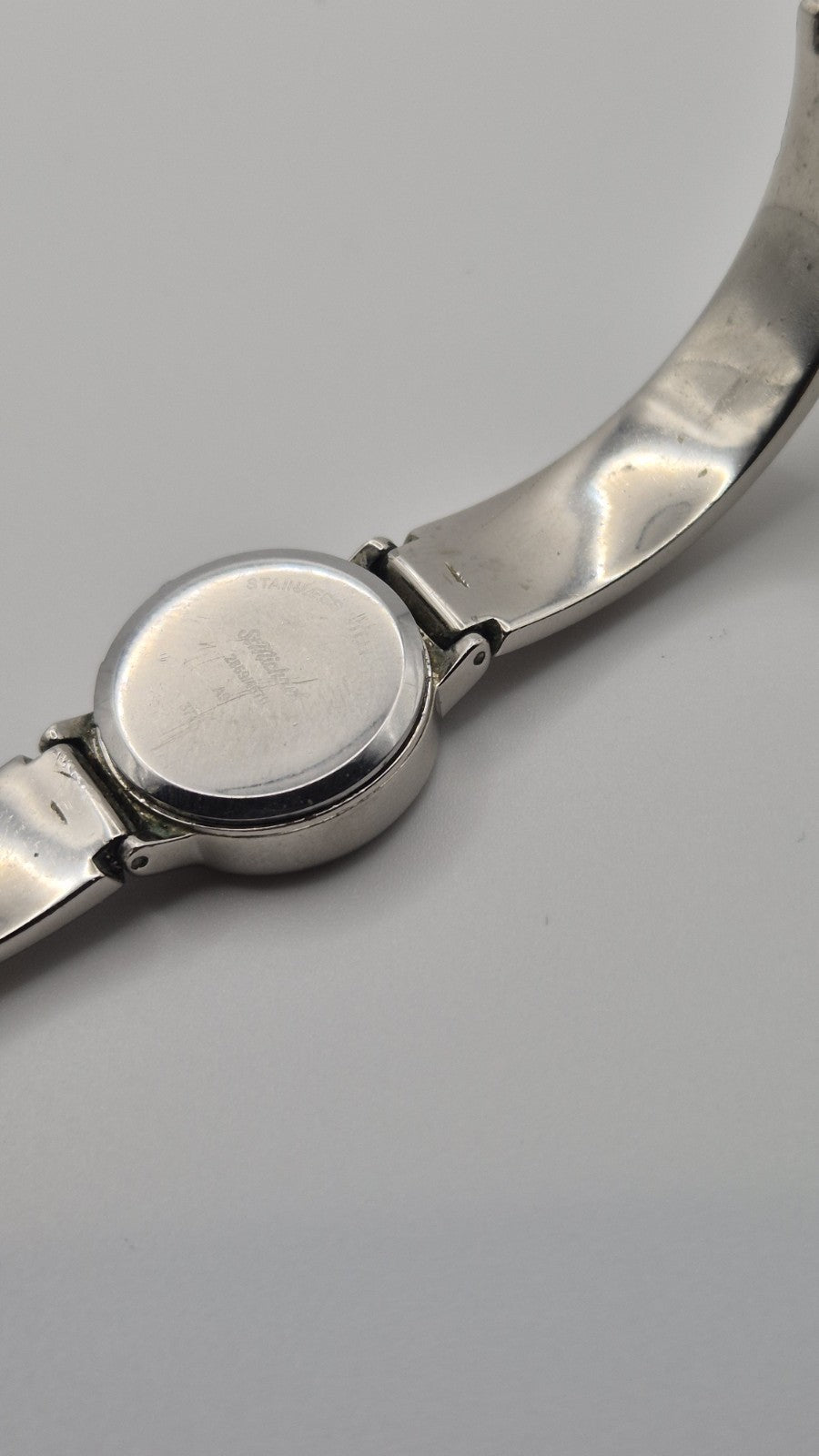 St Michael M & S ladies silver tone bangle wrist watch with new battery3
