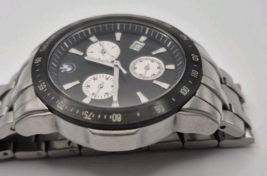  Gents Quartz BMW Chronograph Torneau W/ Date Window Working Wristwatch/Diecast 9