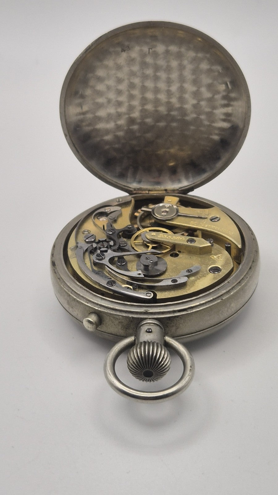 Stauffer & Co. split seconds military pocket stopwatch, signed SS&Co, Serial...18
