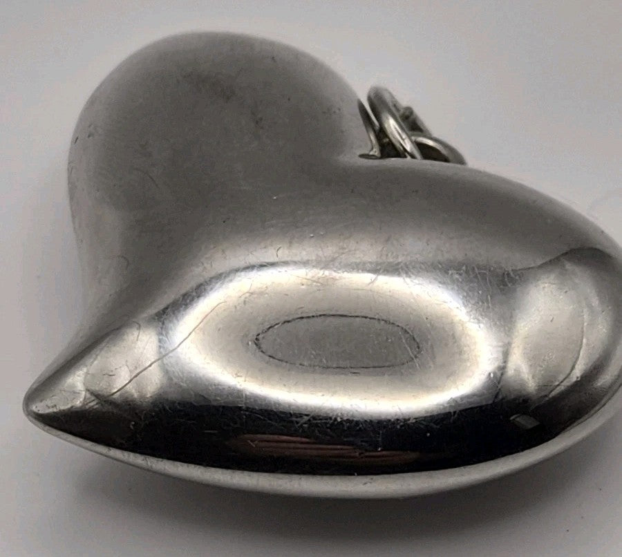 Vintage Silver Puffy Heart Charm Pendant5