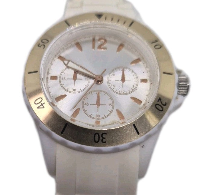 White and rose gold tone, plastic, quartz wrist watch0