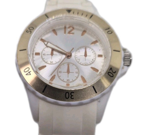 White and rose gold tone, plastic, quartz wrist watch0