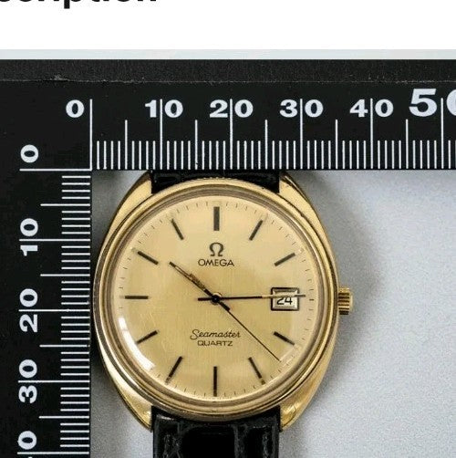 OMEGA Seamaster Cal.1342 Quartz Gold Dial Date Mens 34mm Watch6