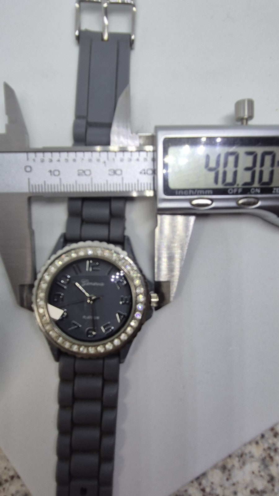 Geneva Grey & Silver Tone Rhinestones Ladies Watch with Silicone Band Costume...13