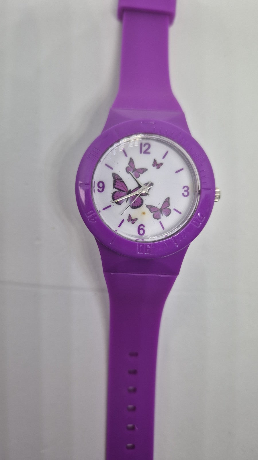 Pink Silicon Rubber Strap Butterfly Dial Watch Wrist0