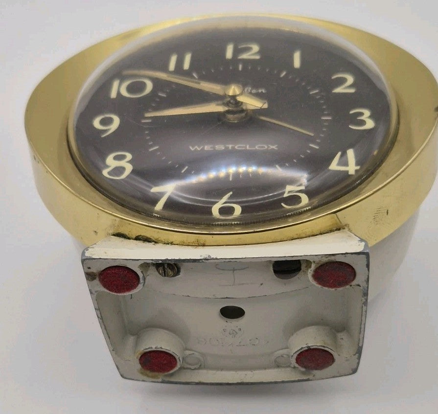 Westclox BIG BEN Alarm Clock Black & White Bronze Colour 1960s Working5