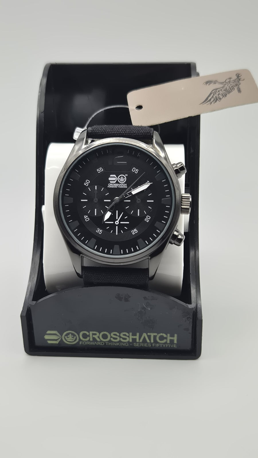 Crosshatch Men's Quartz Watch with Analogue Display and Black Strap0