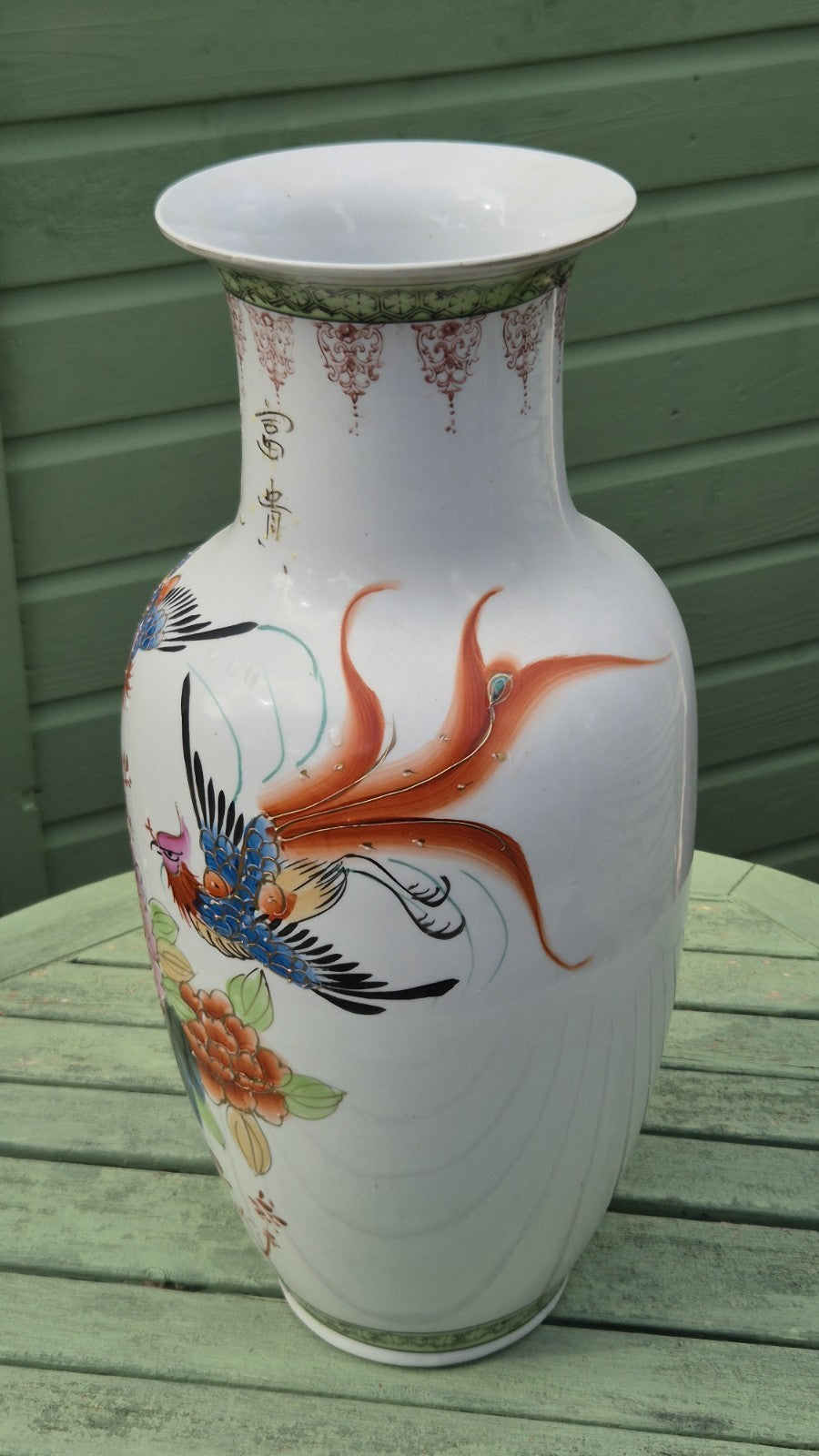 Chinese porcelain baluster style vase featuring a colorful bird of paradise4