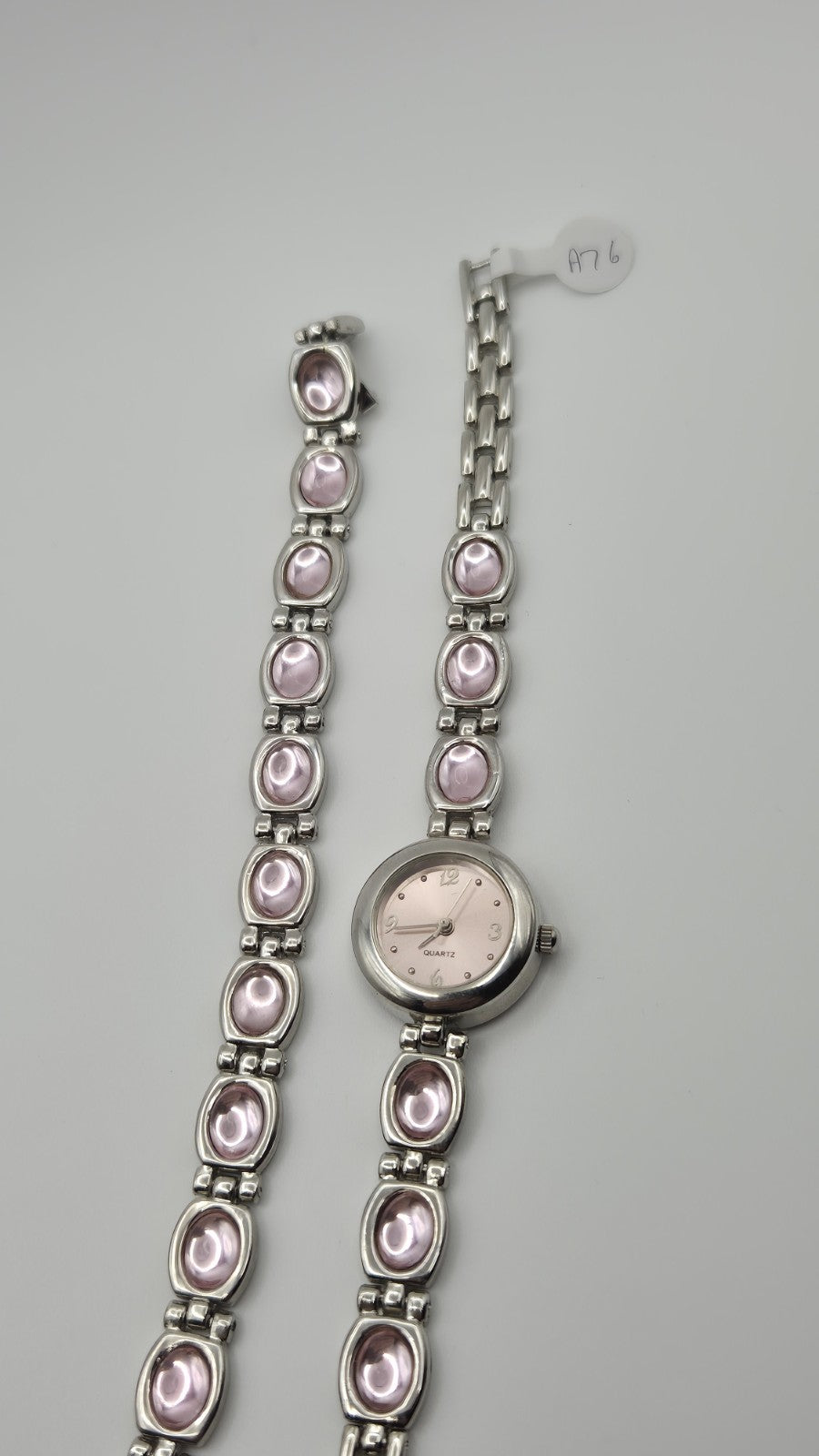 Ladies QUARTZ WRISTWATCH WITH PINK STONE STRAP AND MATCHING BRACELET IN A...15