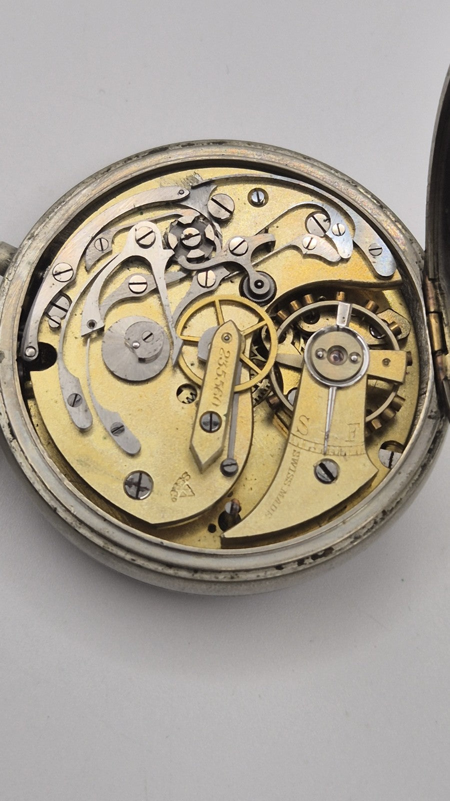 Stauffer & Co. split seconds military pocket stopwatch, signed SS&Co, Serial...16