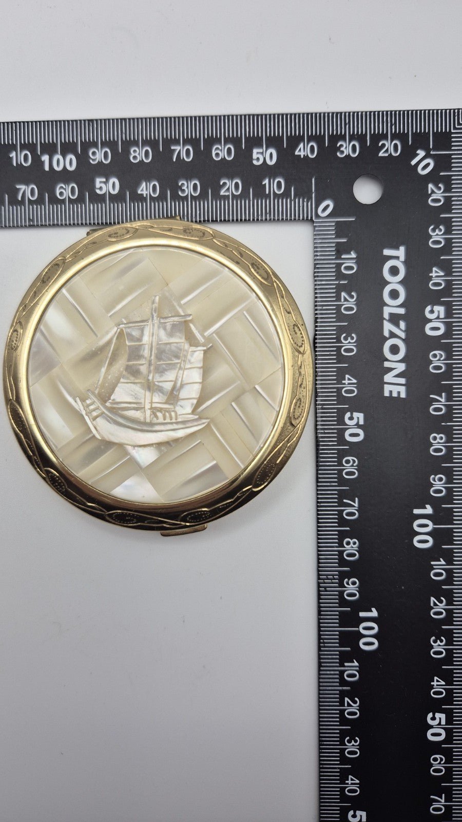 Vintage Mother of Pearl ship compact mirror9