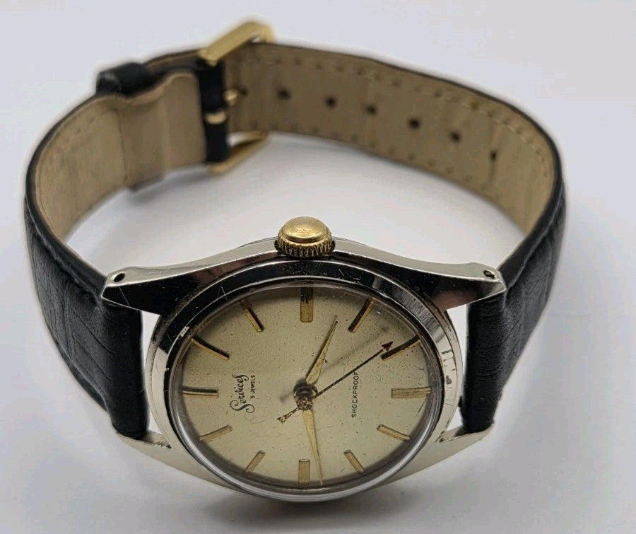 Vintage Services 5 Jewels Shockproof Date Manual Wind Watch 34mm 1960s8