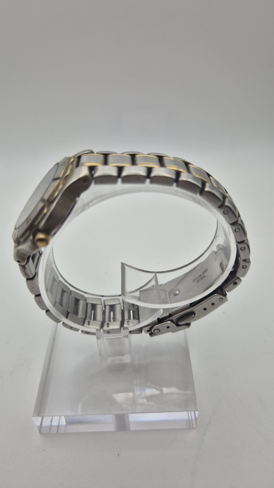 Accurist watch with a blue dial and two-tone bracelet.7
