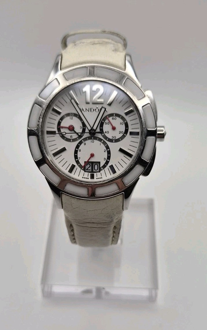 Genuine Pandora Watch Imagine Grand C Silver/White with Ceramic Bezel - 811004WH1