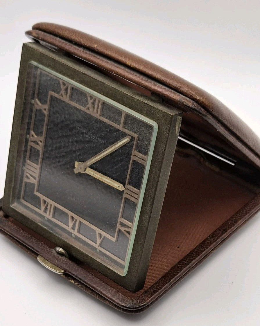 Art Deco 8 day travel clock retailed by Charles Packer London4