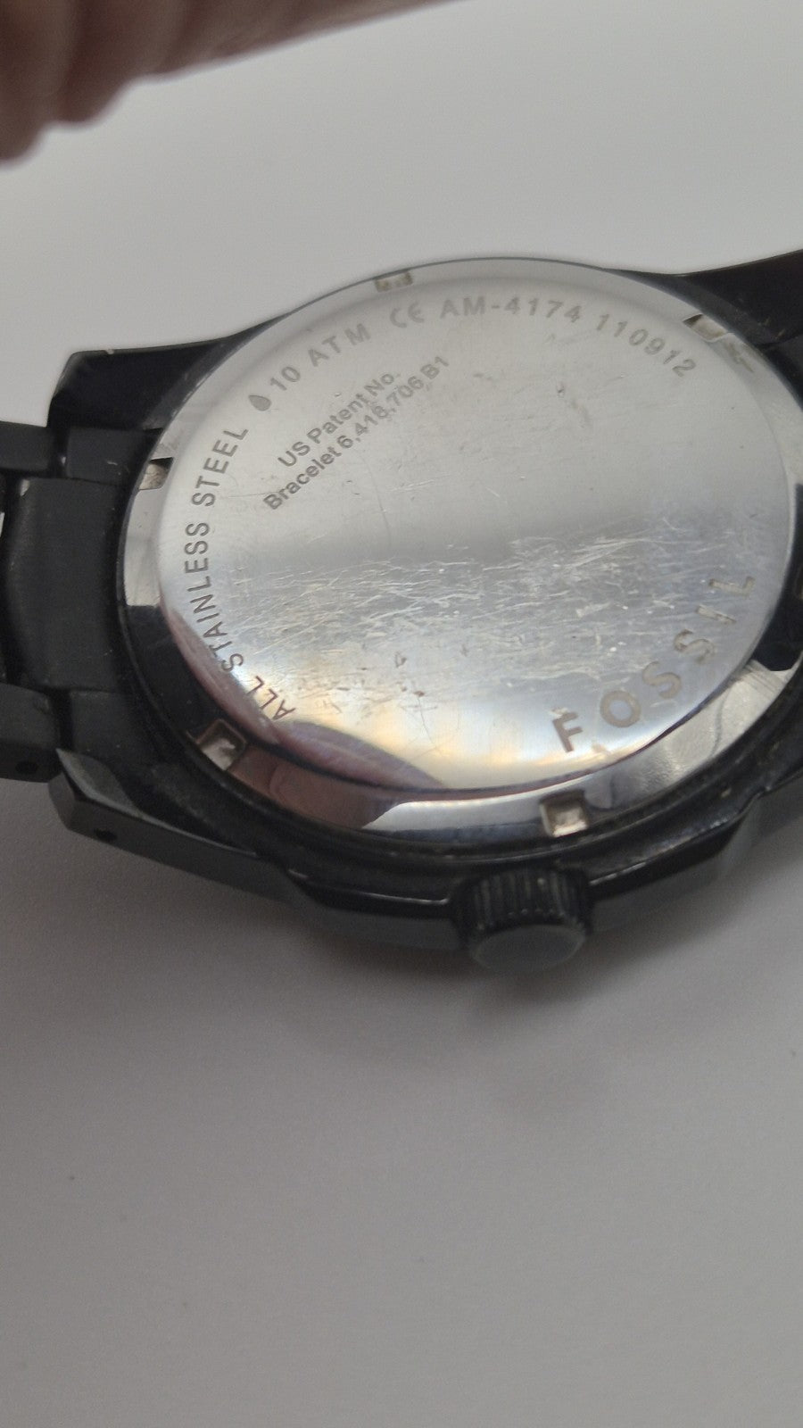 Fossil Men AM4174 Fashion Date Black Stainless Steel Quartz Watch7