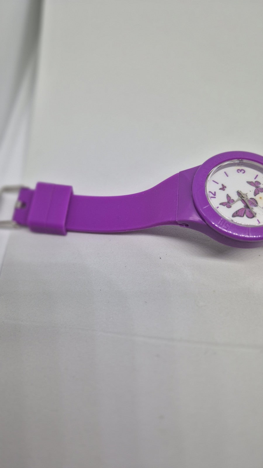 Pink Silicon Rubber Strap Butterfly Dial Watch Wrist5
