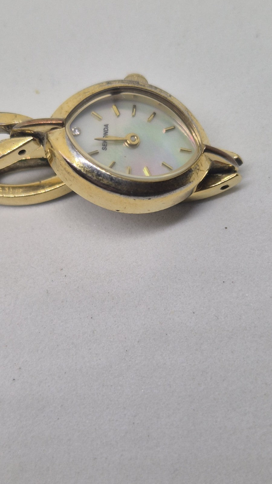 Ladies  Sekonda Teardrop Face Gold Strap Watch2