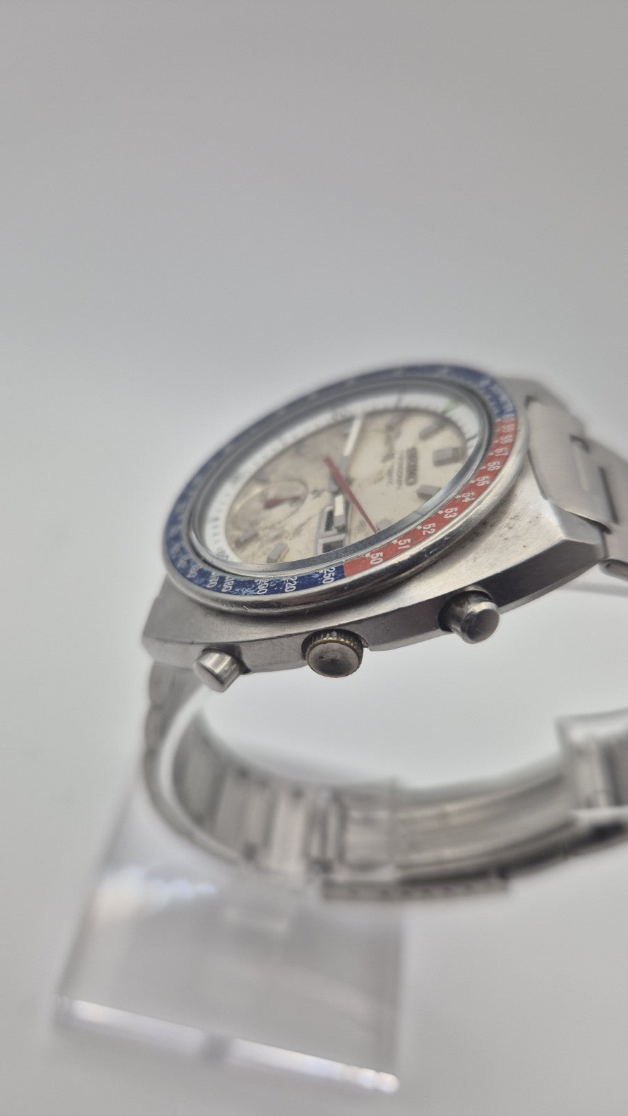 seiko 6139-6002 chronograph pogue.SILVER rare Original Dial 6