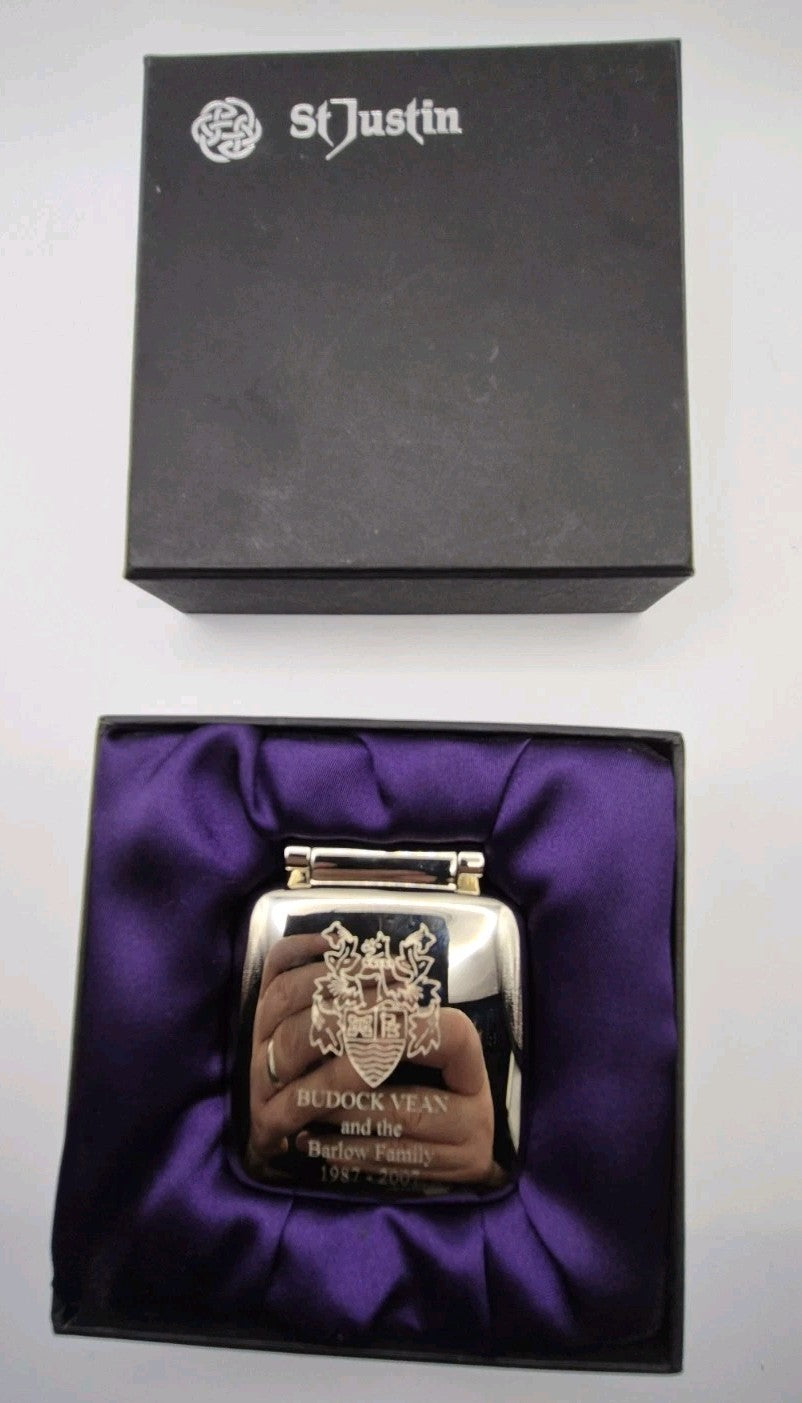 St Justin Analogue Folding Travel Alarm Clock Silver Metal13