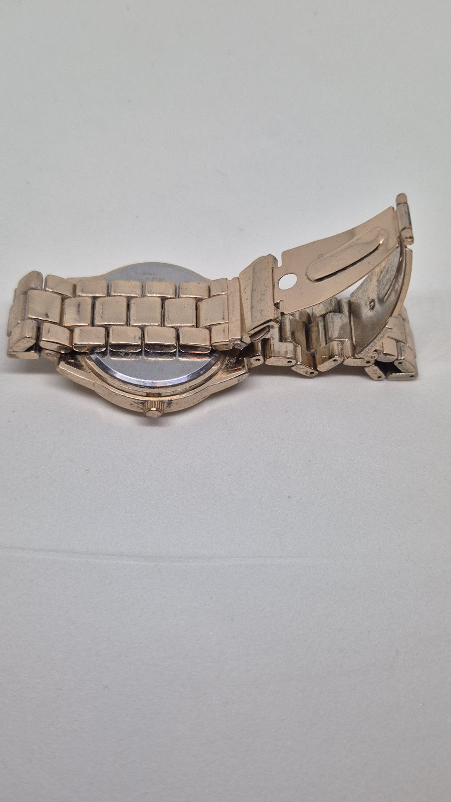 Rose Gold Tone Round Case Link Stainless Steel Band Watch5