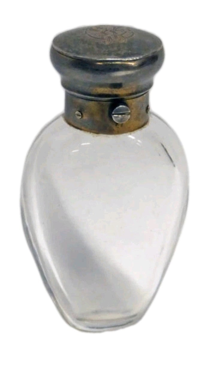 VICTORIAN SILVER GLASS SCENT BOTTLE BY ABRAHAM BROWNETT, LONDON 1865  80