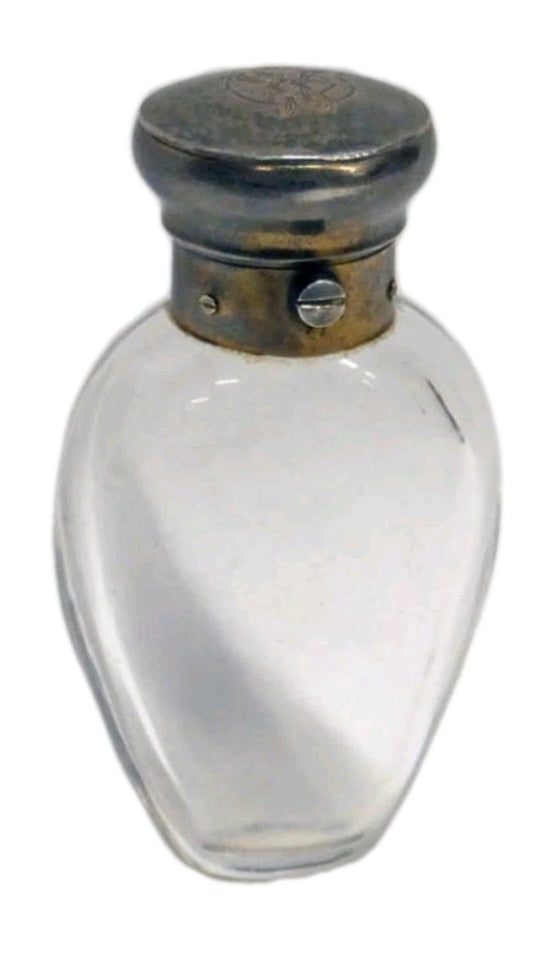 VICTORIAN SILVER GLASS SCENT BOTTLE BY ABRAHAM BROWNETT, LONDON 1865  80