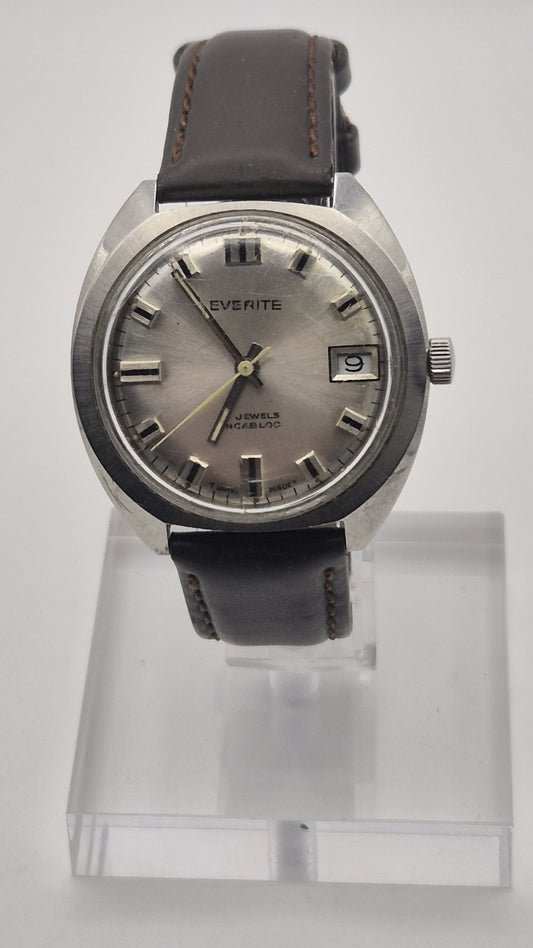 Vintage Everite 17 Jewels Incabloc Swiss Made Mens Mechanical Watch0