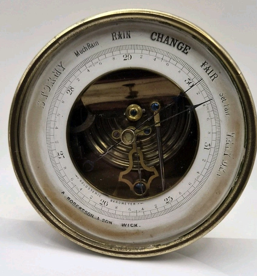 antique brass barometer byA. Robertson & Son, Wick1